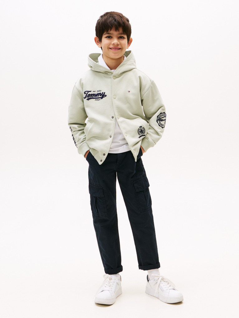 Blue Pantaloni Cargo Cu Textura Si Croiala Drepte  Baieti