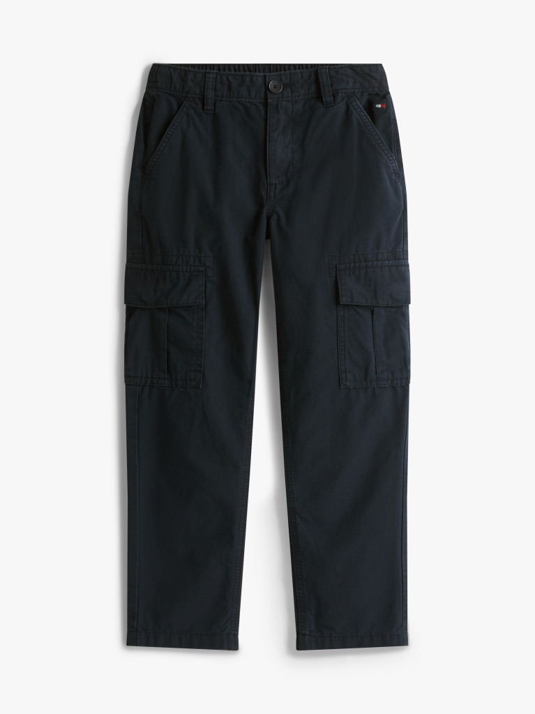 Blue Pantaloni Cargo Cu Textura Si Croiala Drepte  Baieti