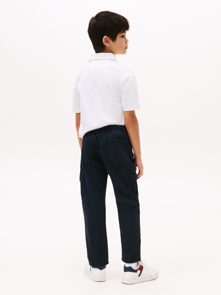 Blue Pantaloni Cargo Cu Textura Si Croiala Drepte  Baieti