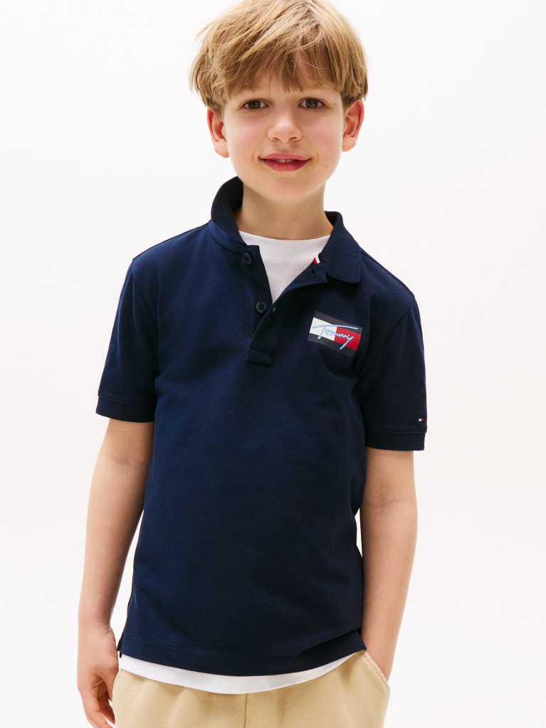 Blue Tricou Polo Regular Fit Cu Signature Logo  Baieti