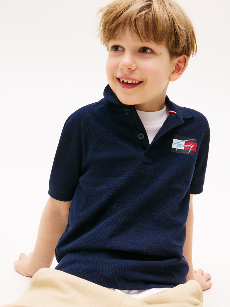 Blue Tricou Polo Regular Fit Cu Signature Logo  Baieti