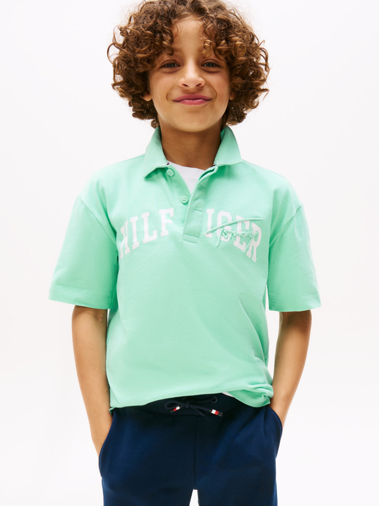 Verde Tricou Polo Regular Fit Cu Mix Logo  Baieti