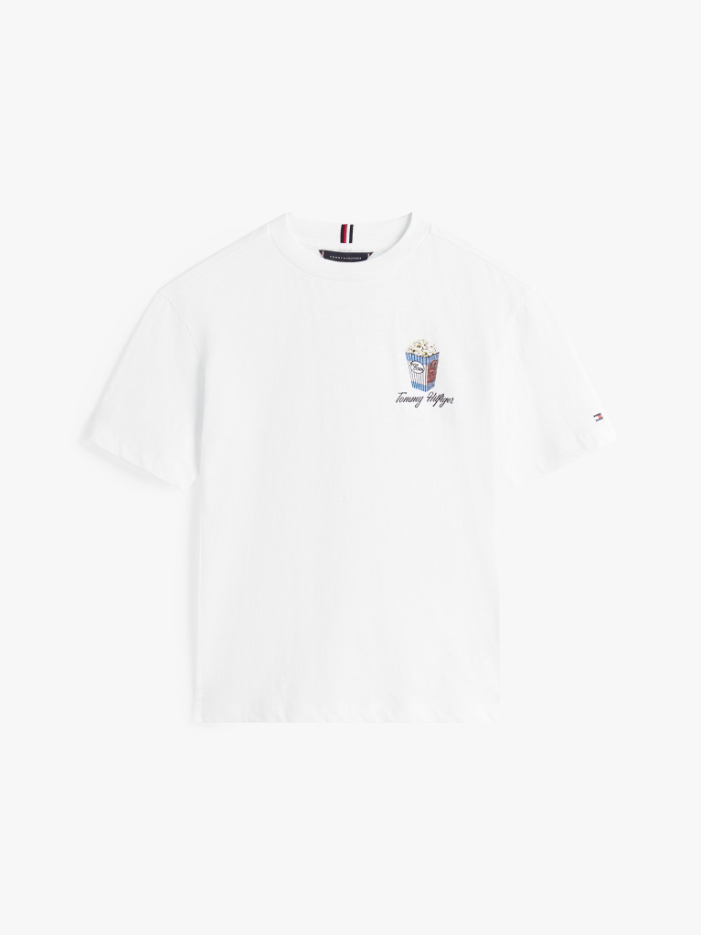 Alb Tricou Texturat Cu Grafica Pe Spate  Baieti