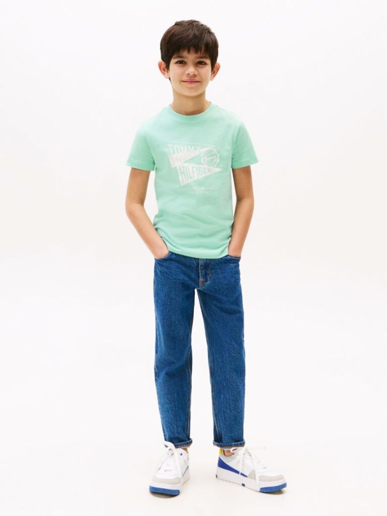 Verde Tricou Cu Maneca Scurta Si Print Grafic Texturat  Baieti