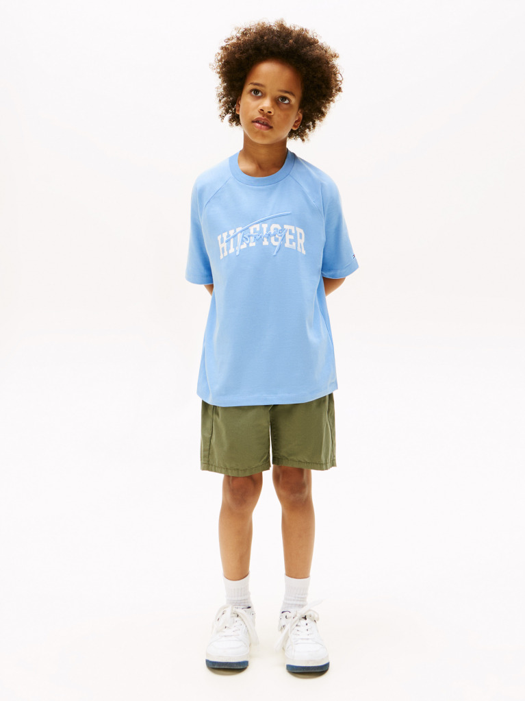 Blue Tricou Cu Maneci Raglan Si Mix Logo  Baieti