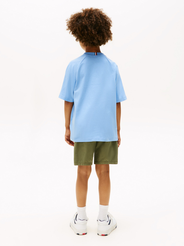 Blue Tricou Cu Maneci Raglan Si Mix Logo  Baieti