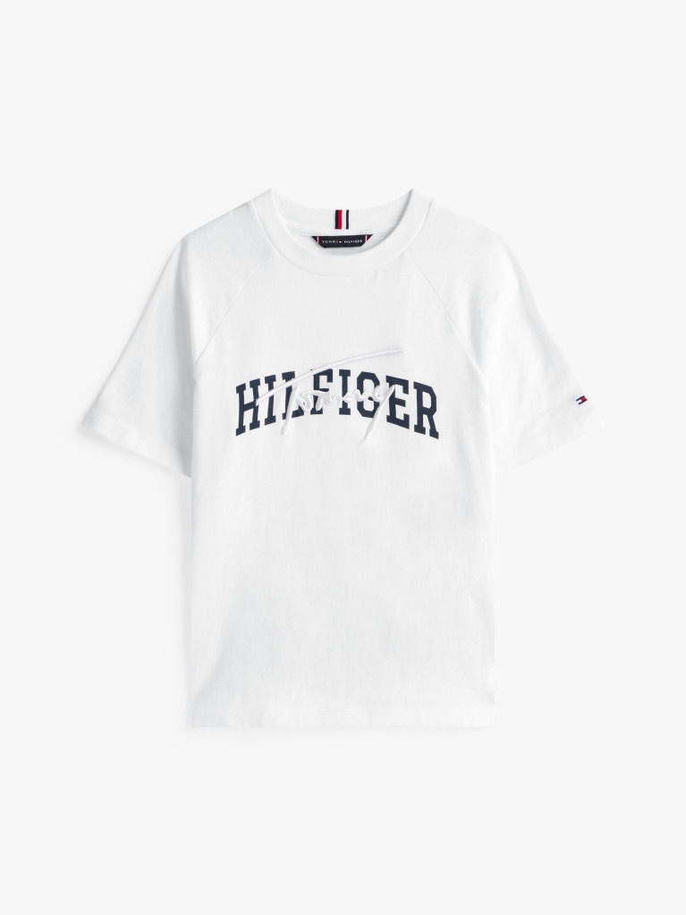 Alb Tricou Cu Maneci Raglan Si Mix Logo  Baieti