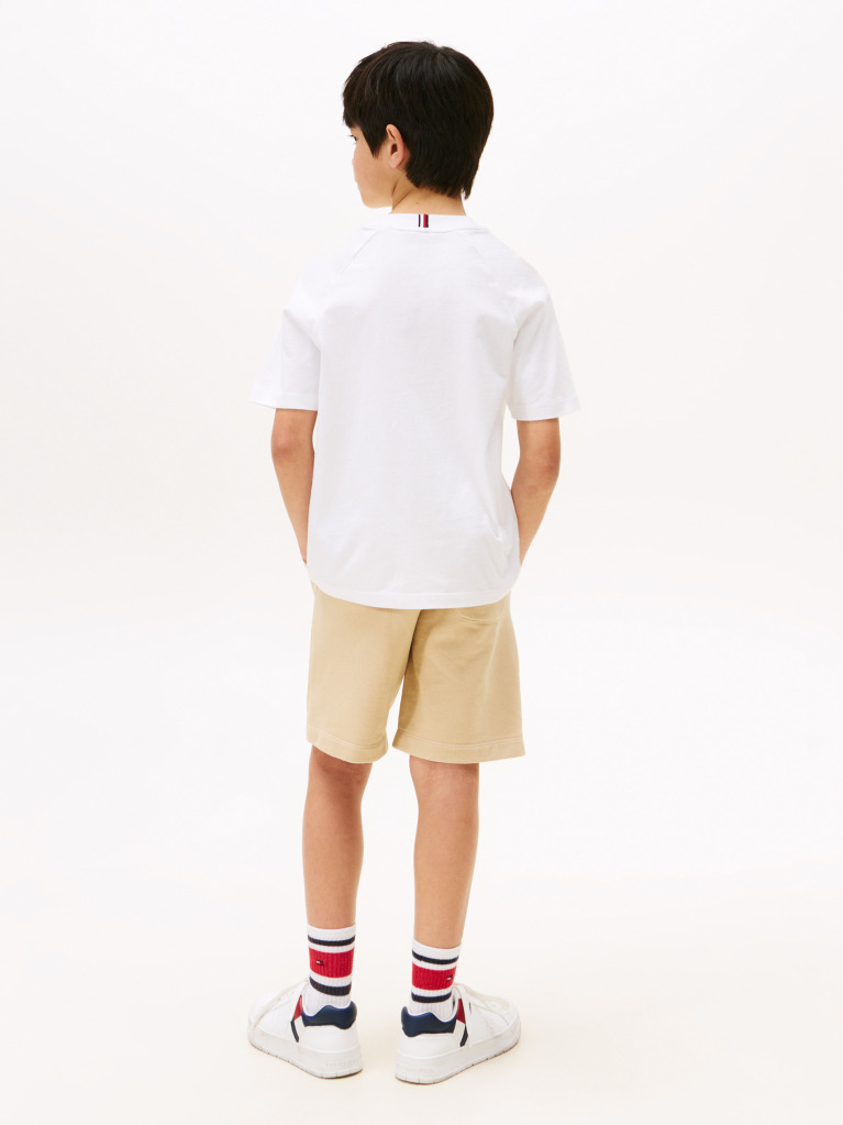 Alb Tricou Cu Maneci Raglan Si Mix Logo  Baieti