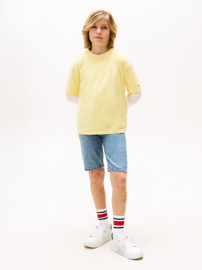 Galben Tricou Cu Broderie Steag Tonala  Baieti