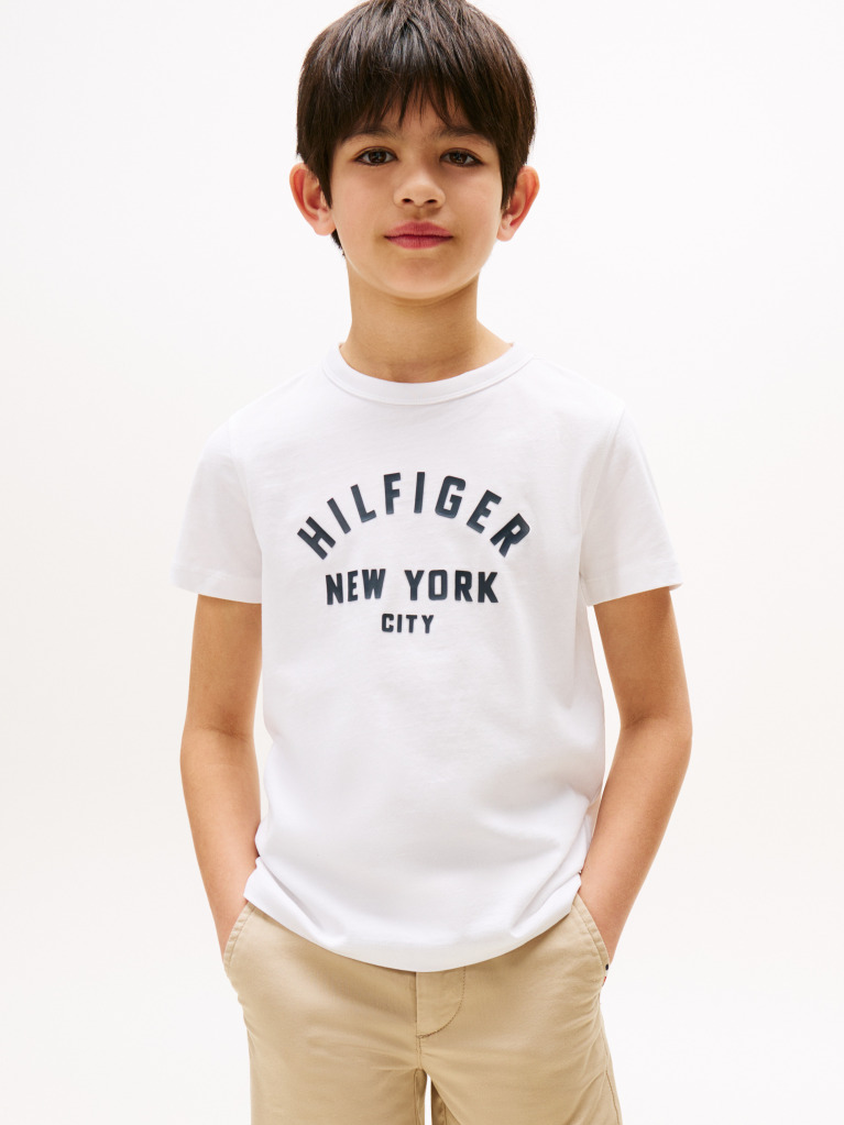 Alb Tricou Cu Grafica Curbata  Baieti