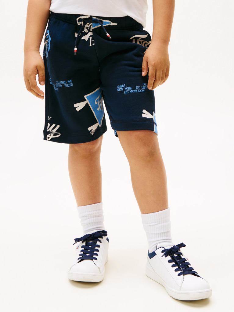 Blue Sorturi De Sport Cu Imprimare Logo Pe Toata Suprafata  Baieti