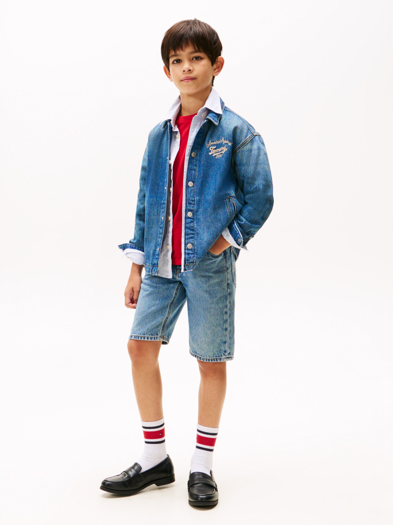Blue Embroidery Faded Denim Shacket  Boys