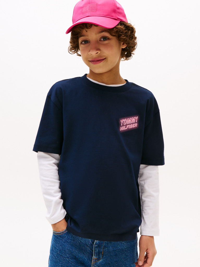 Blue Neon Graphic T-Shirt Short Sleeve  Boys
