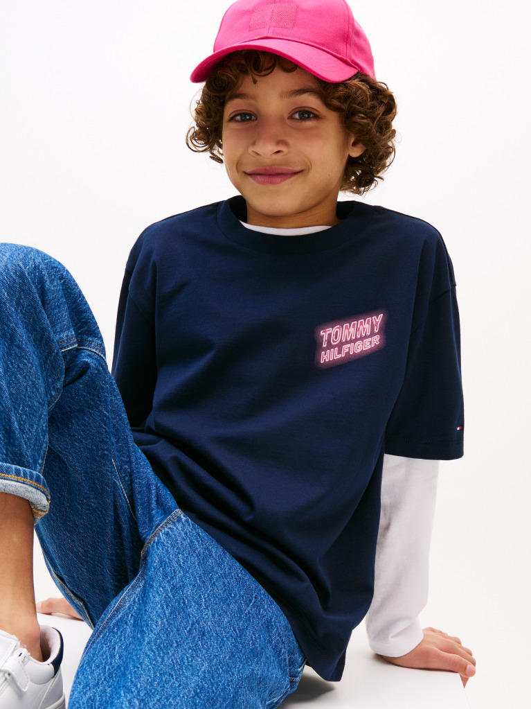 Blue Neon Graphic T-Shirt Short Sleeve  Boys