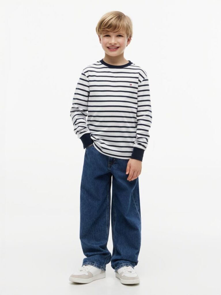 Multi Tricou Cu Maneci Lungi Croiala Lejera Si Imprimeu In Dungi  Baieti