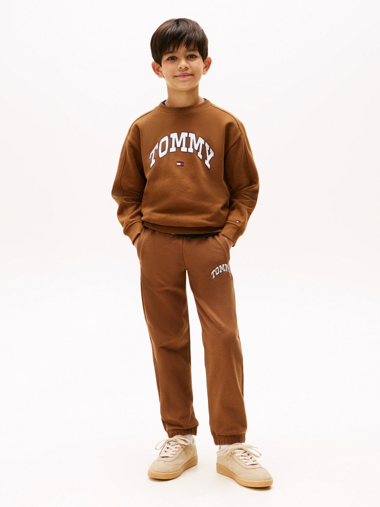 Brown Varsity Logo Print Fleece Joggers  Boys