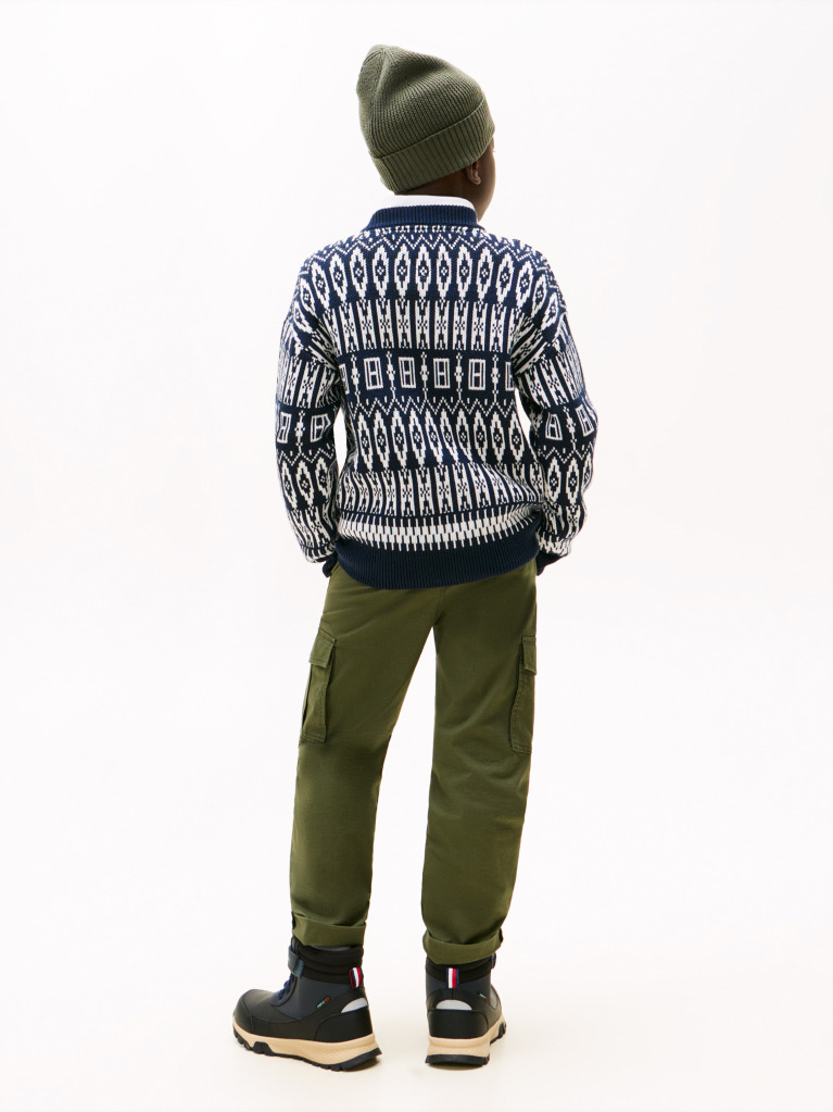 Multi Pulover Tricotat Cu Guler Rotund Si Model Fair Isle  Baieti
