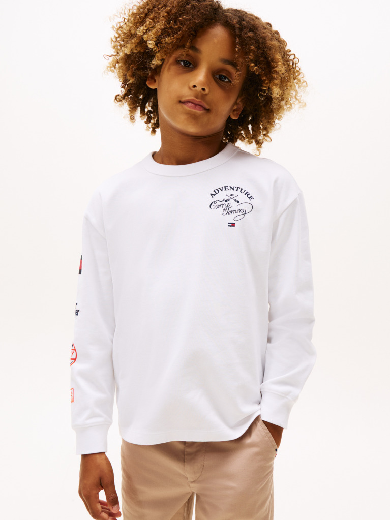 White Multi-Badge Long Sleeve T-Shirt  Boys
