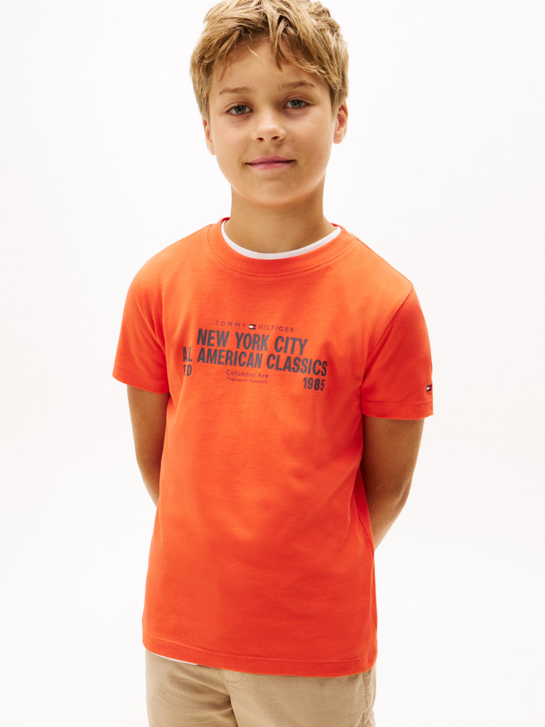 Portocaliu NYC Grafic Tricou Cu Maneca Scurta  Baieti