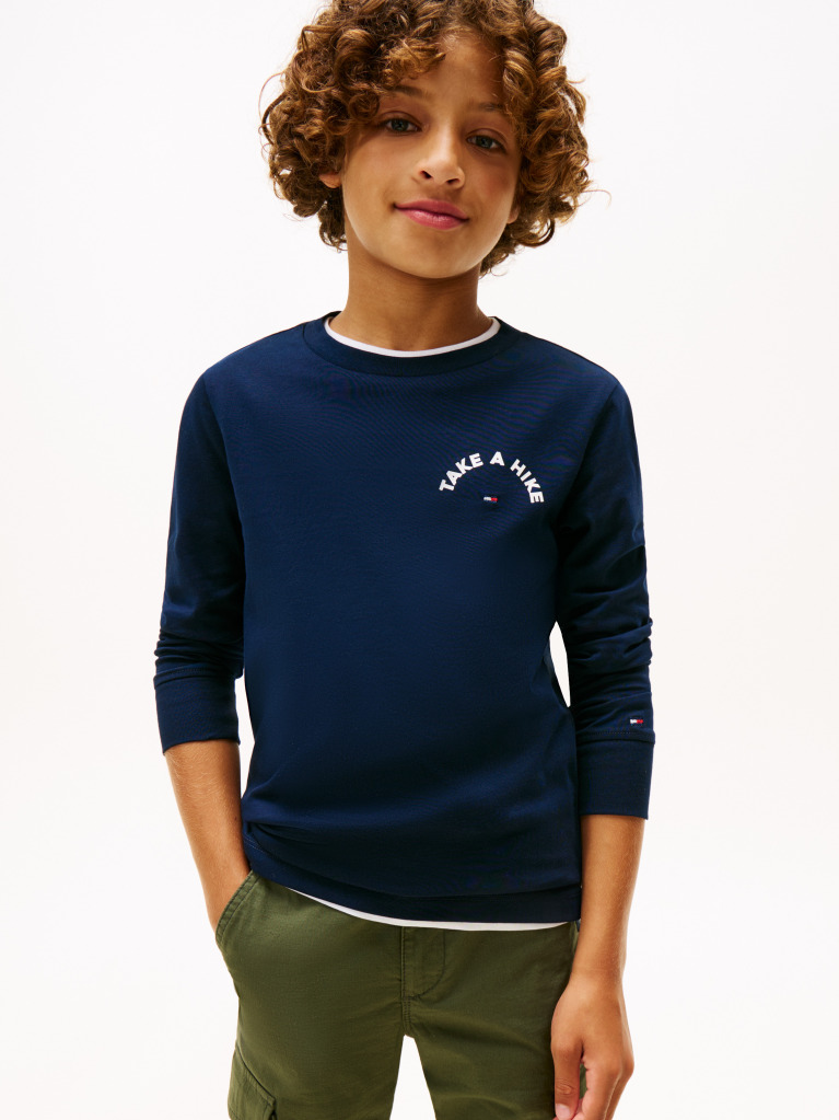 Blue Take A Hike Print Tricou Cu Maneca Lunga  Baieti