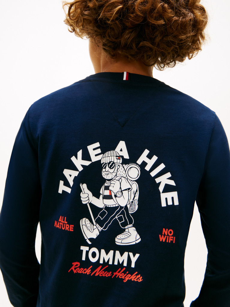 Blue Take A Hike Print Tricou Cu Maneca Lunga  Baieti