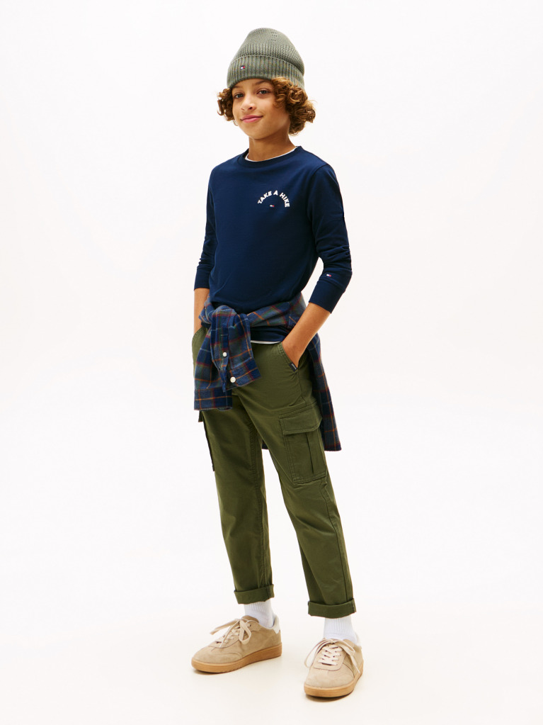 Blue Take A Hike Print Tricou Cu Maneca Lunga  Baieti