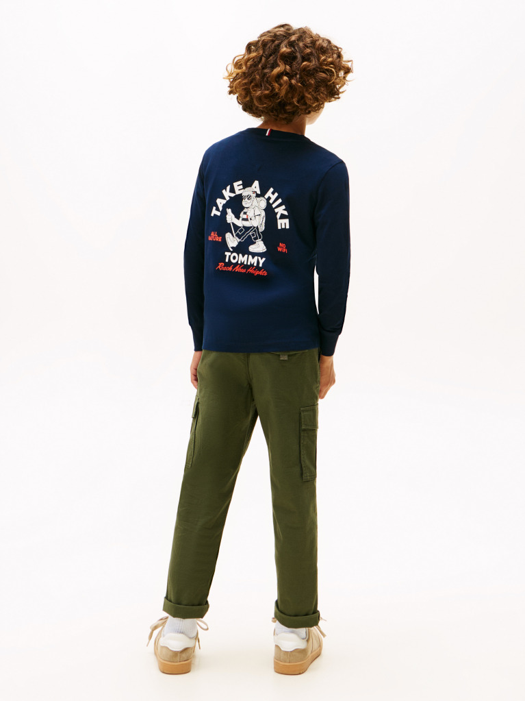 Blue Take A Hike Print Tricou Cu Maneca Lunga  Baieti