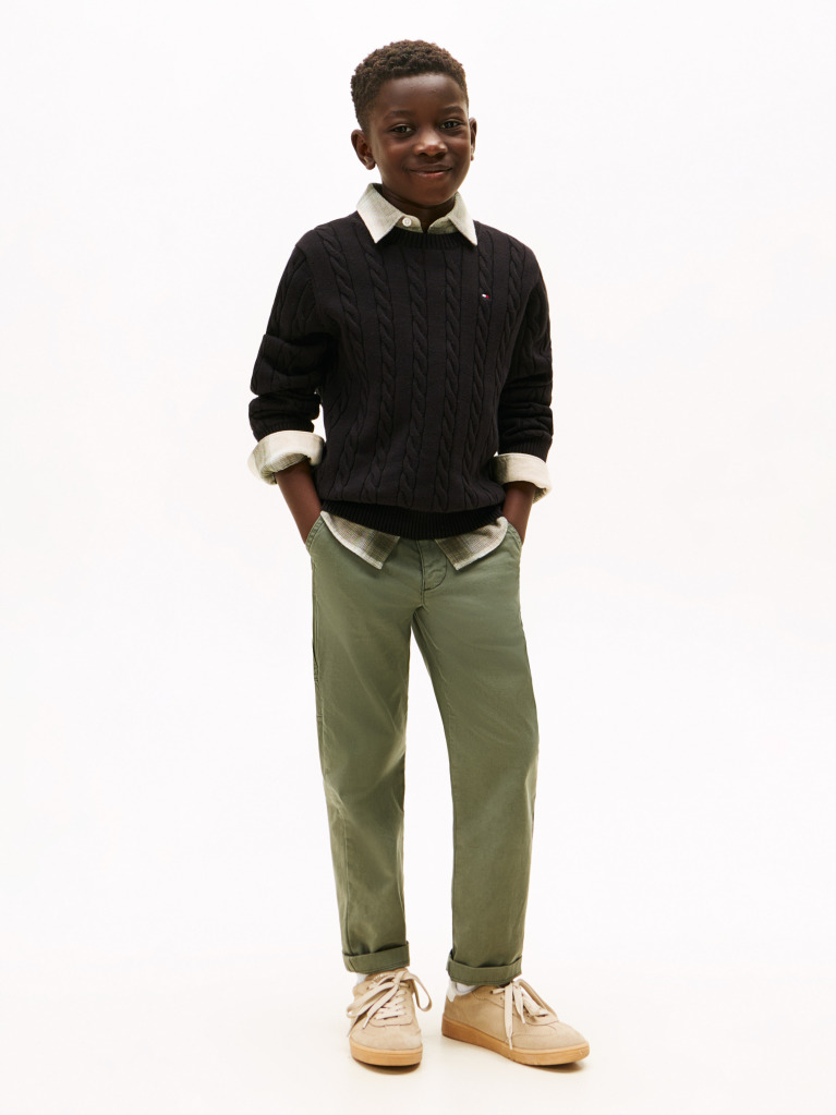 Green Essential Herringbone Cargo Trousers  Boys
