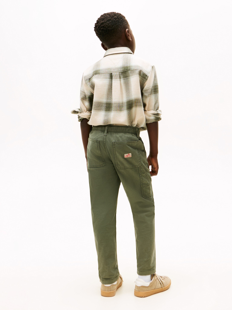 Green Essential Herringbone Cargo Trousers  Boys