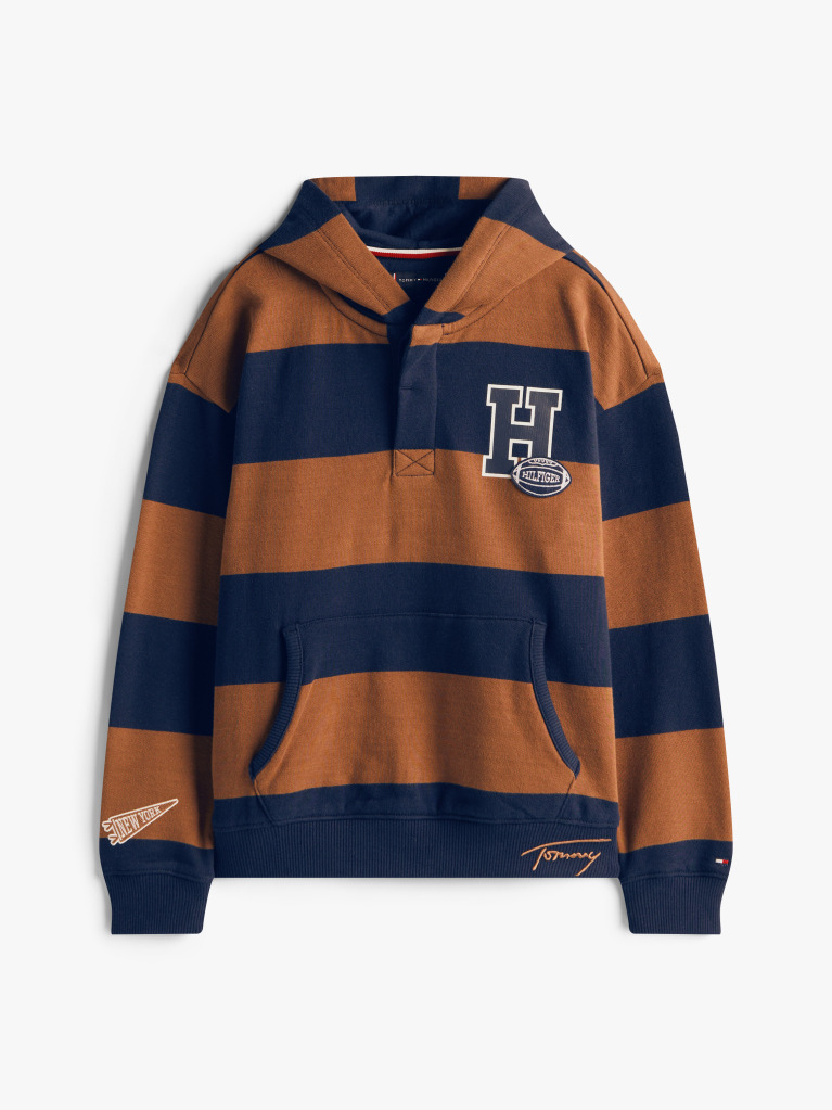 Multi Hanorac Cu Dungi Varsity Si Inchidere Ascunsa  Baieti
