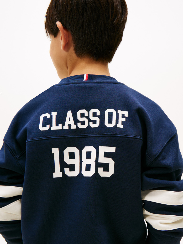 Blue Hanorac Varsity Cu Logo Pe Spate Si Blocuri De Culori  Baieti