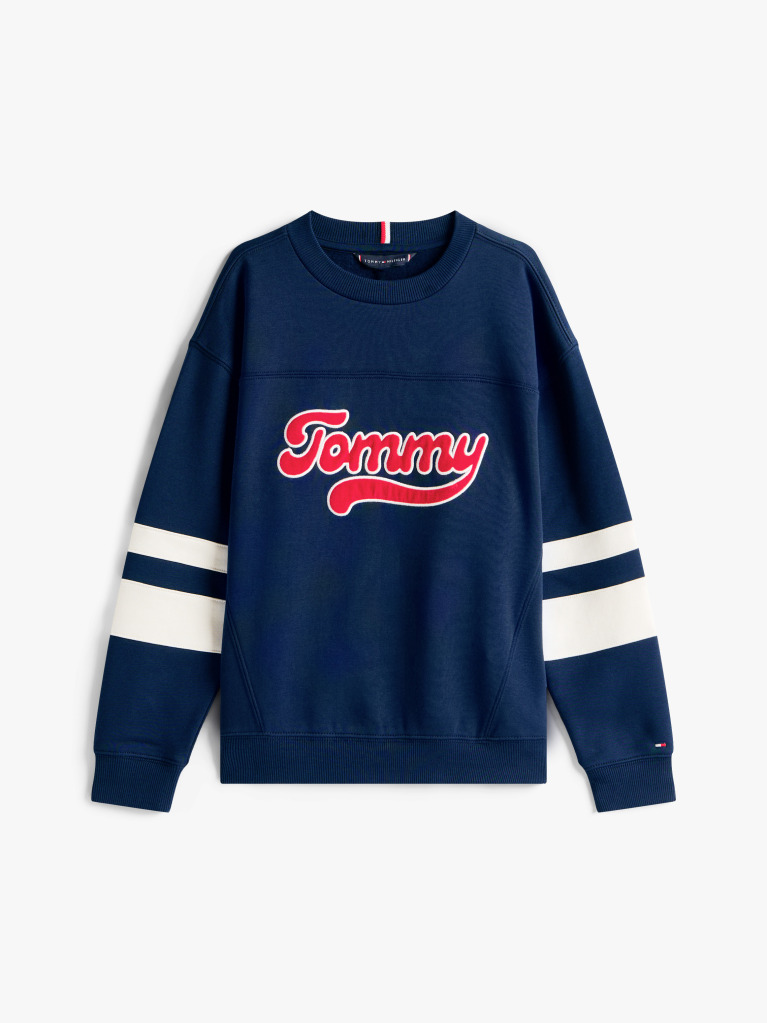 Blue Hanorac Varsity Cu Logo Pe Spate Si Blocuri De Culori  Baieti