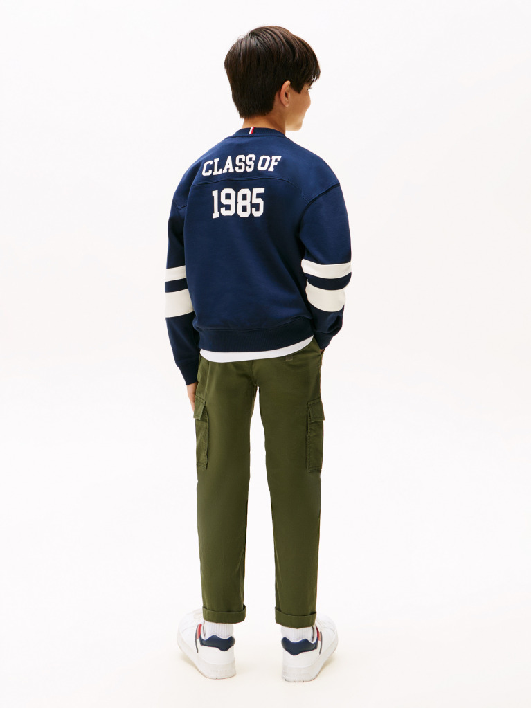 Blue Hanorac Varsity Cu Logo Pe Spate Si Blocuri De Culori  Baieti
