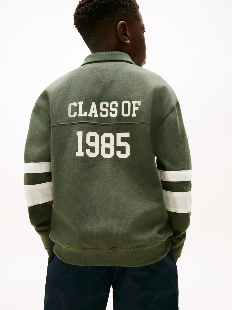 Verde Tricou Polo Varsity Appliqué Cu Maneci Lungi  Baieti