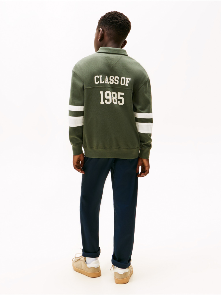 Verde Tricou Polo Varsity Appliqué Cu Maneci Lungi  Baieti