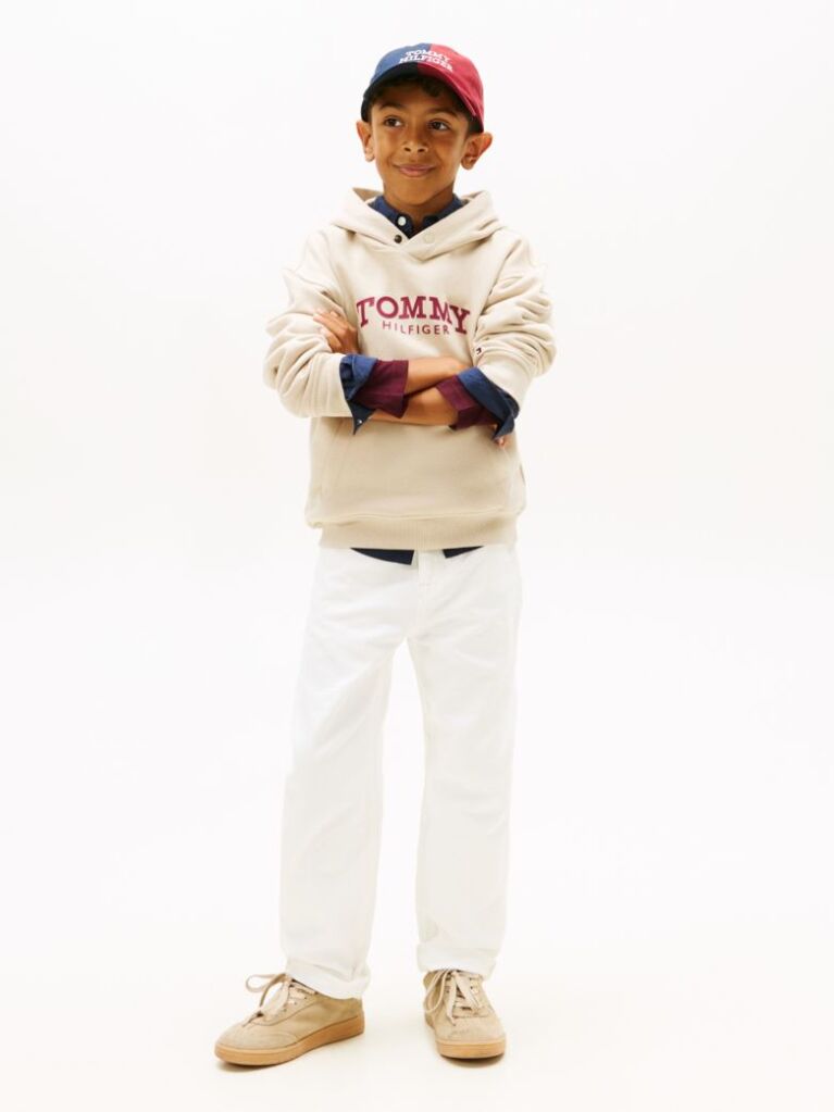 Beige Logo Print Fleece Hoody  Boys