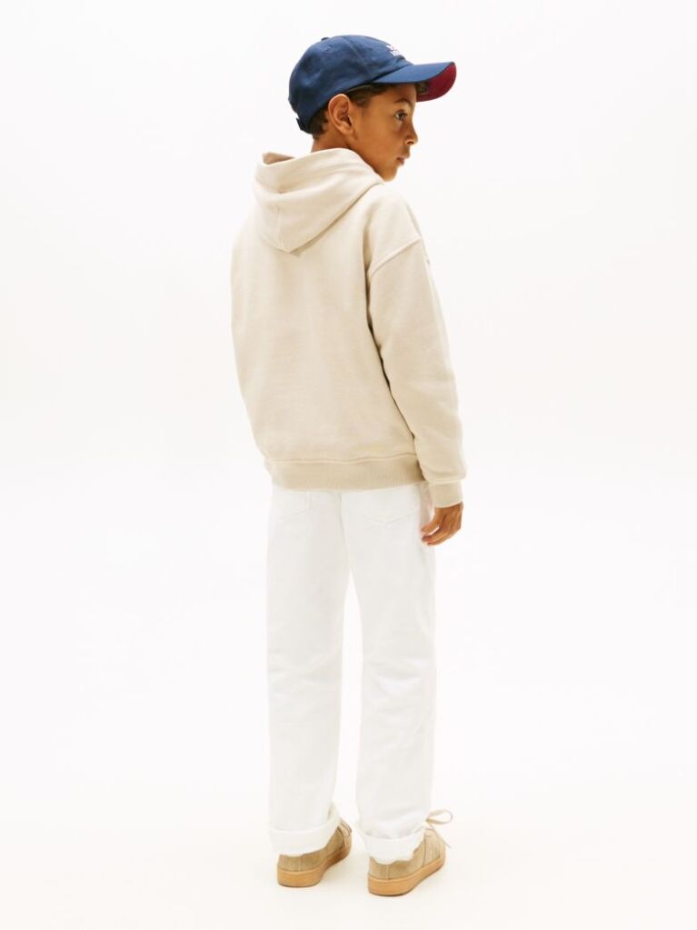 Beige Logo Print Fleece Hoody  Boys