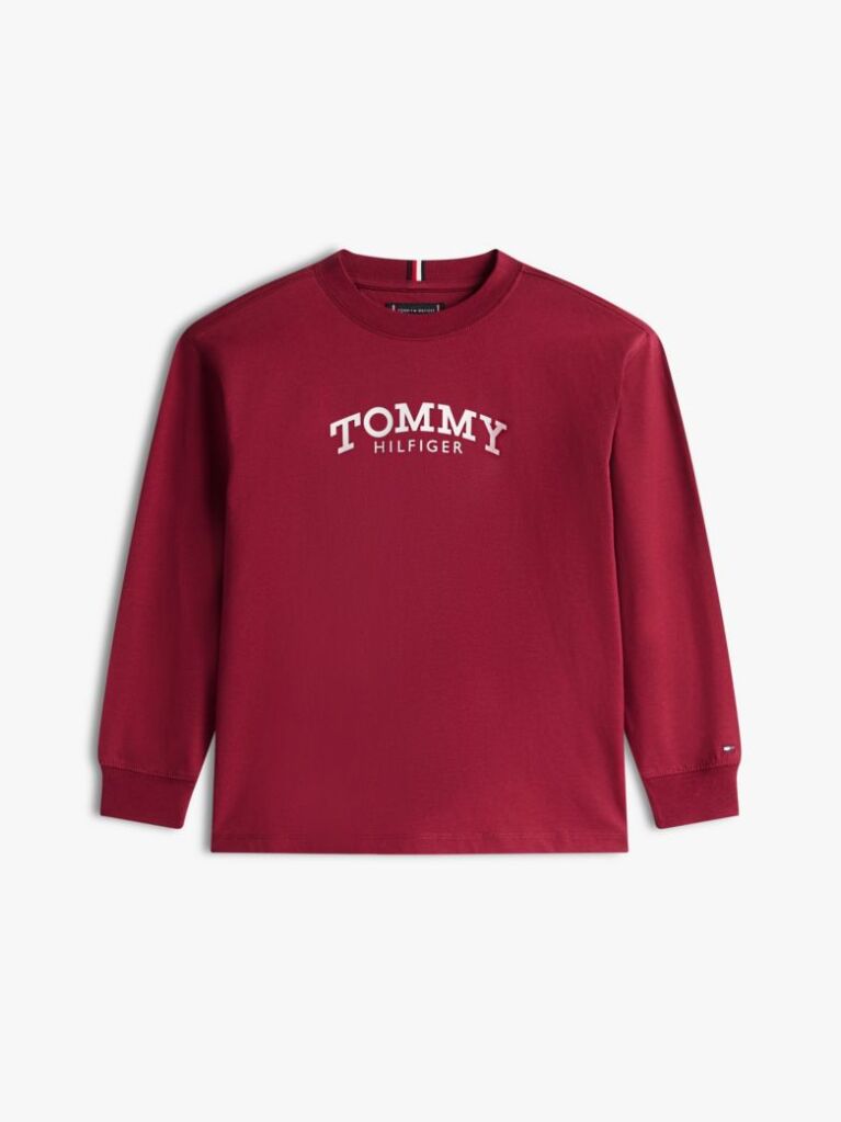 Rosu Tricou Cu Maneca Lunga Si Logo Imprimat  Baieti