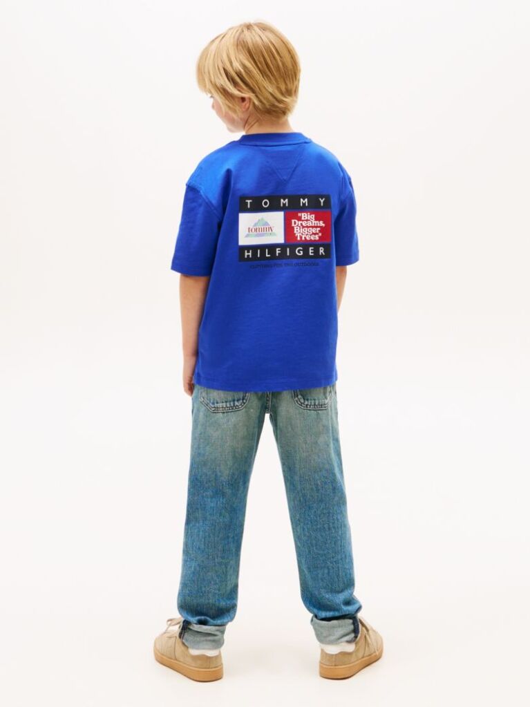 Blue Tricou Din Jersey Cu Imprimeu Multi Logo Pe Spate  Baieti