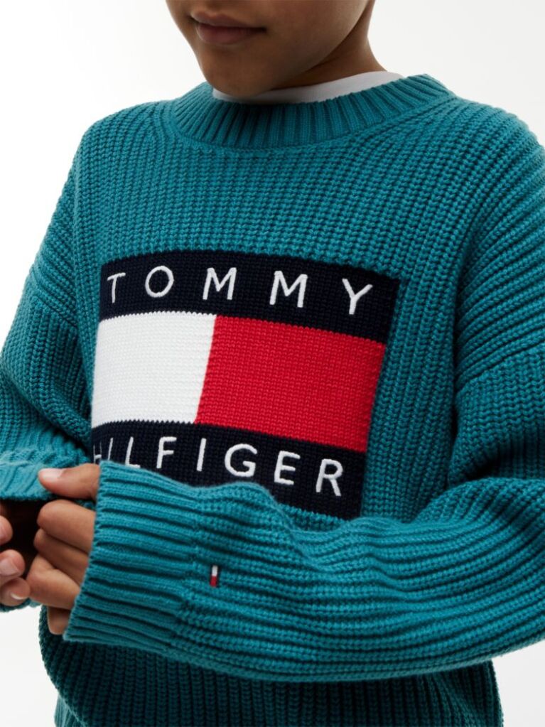 Blue Heritage Flag Chunky Knit Jumper  Boys