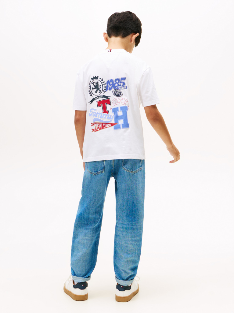 Alb Varsity Multi Badge Tricou Cu Maneca Scurta  Baieti