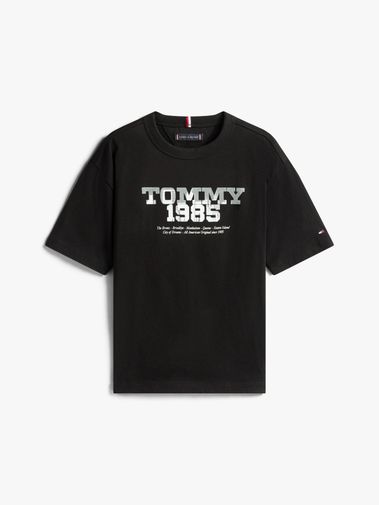Negru Tricou Cu Guler Rotund Si Print Grafic 1985  Baieti