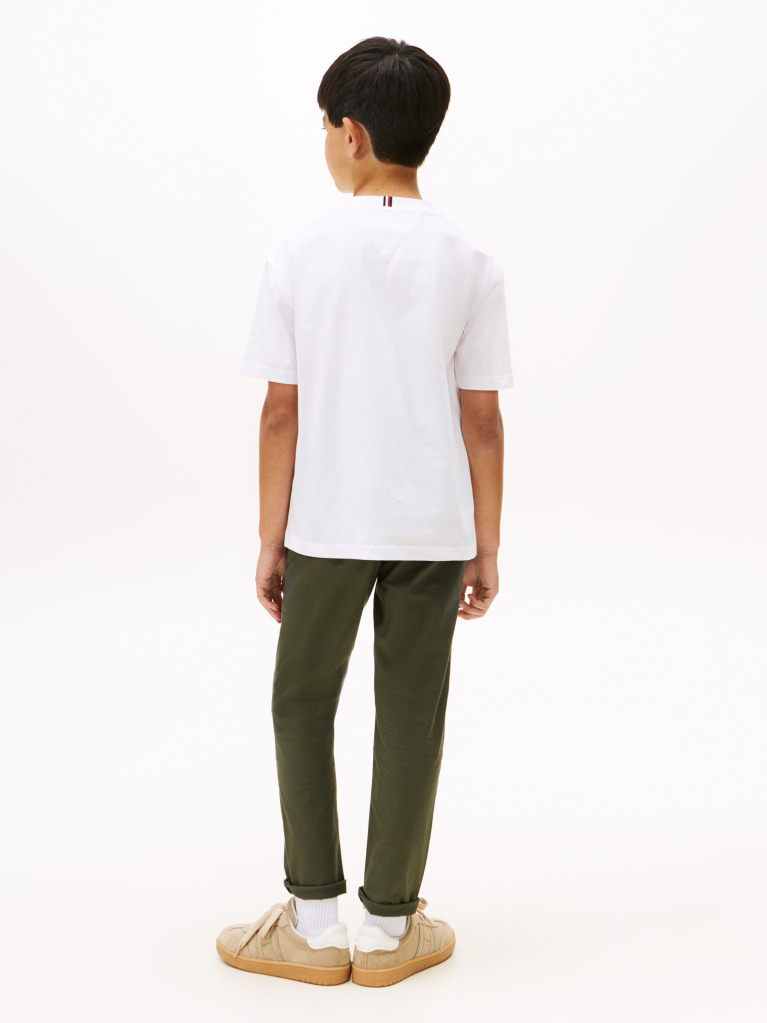 White Hilfiger Flag Crew Neck T-Shirt  Boys