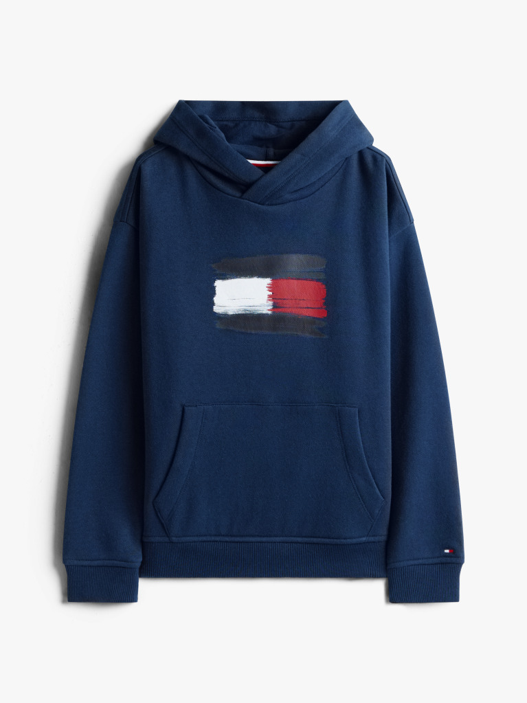 Blue Hanorac Cu Gluga Si Emblema Steag Hilfiger  Baieti