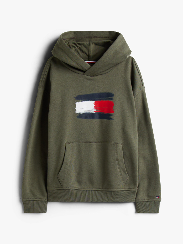 Verde Hanorac Cu Gluga Si Emblema Steag Hilfiger  Baieti
