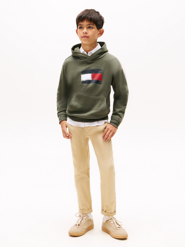 Verde Hanorac Cu Gluga Si Emblema Steag Hilfiger  Baieti