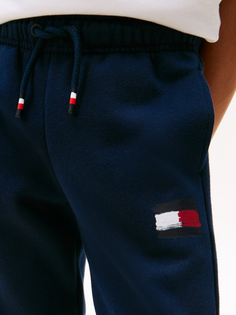 Blue Pantaloni Jogger Regular Cu Emblema Steag Hilfiger  Baieti