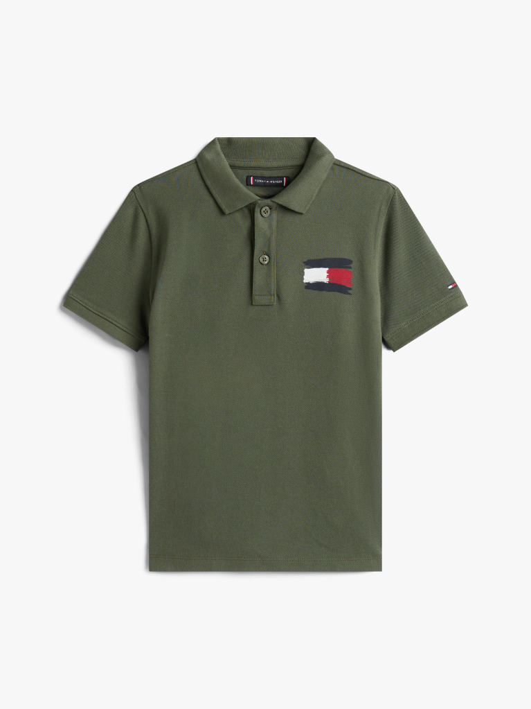 Green Tommy Flag Short Sleeve Polo  Boys
