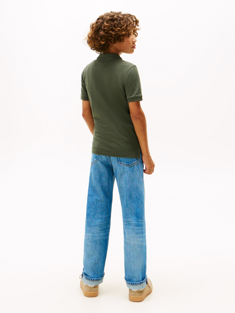 Green Tommy Flag Short Sleeve Polo  Boys