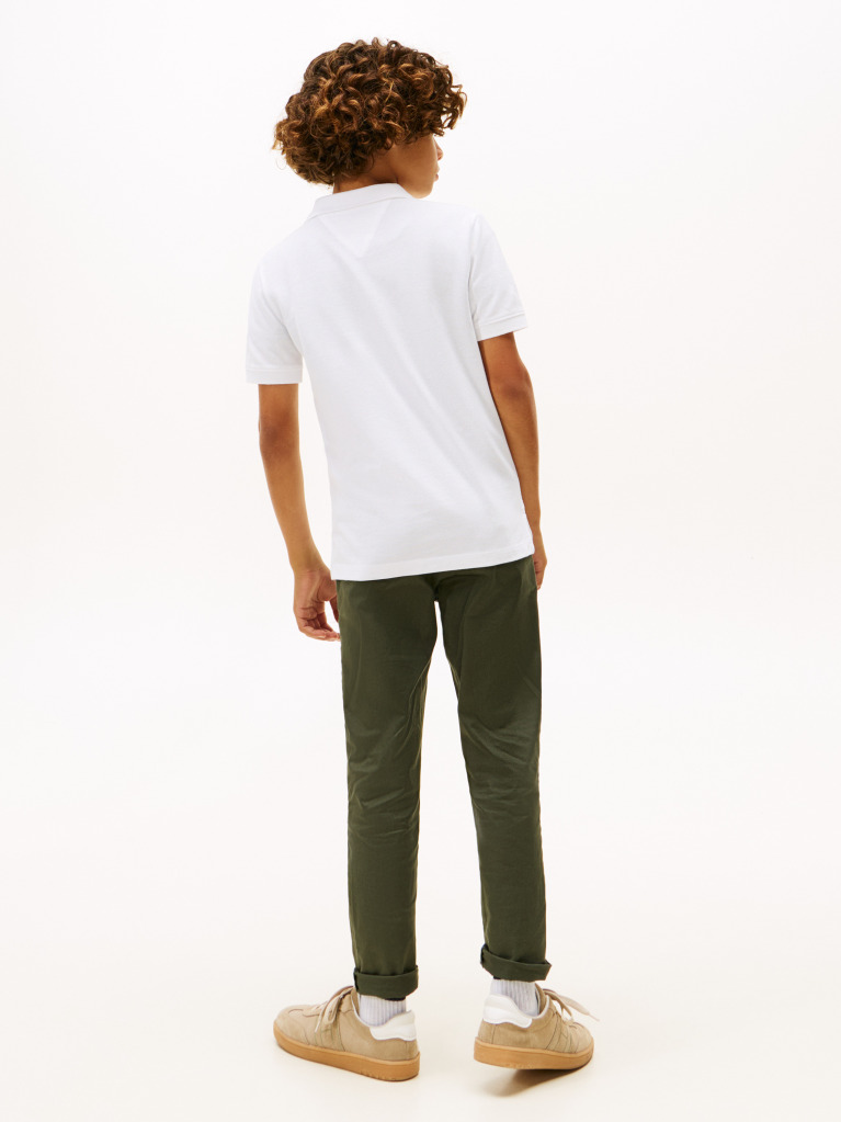White Tommy Flag Short Sleeve Polo  Boys